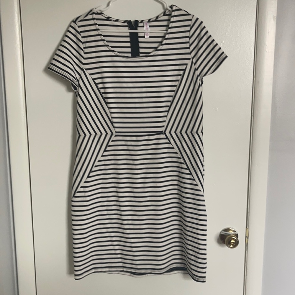 Black and white striped dress